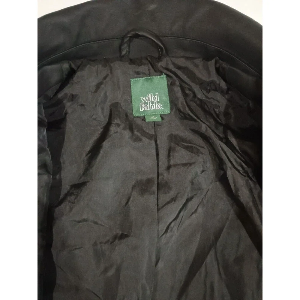 Wild Fable Black Faux Leather Moto Jacket Asymmetrical Zip XS - Picture 2 of 6